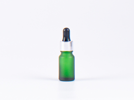 Grünglasflasche 10ml, mit Pipette silber-glanz